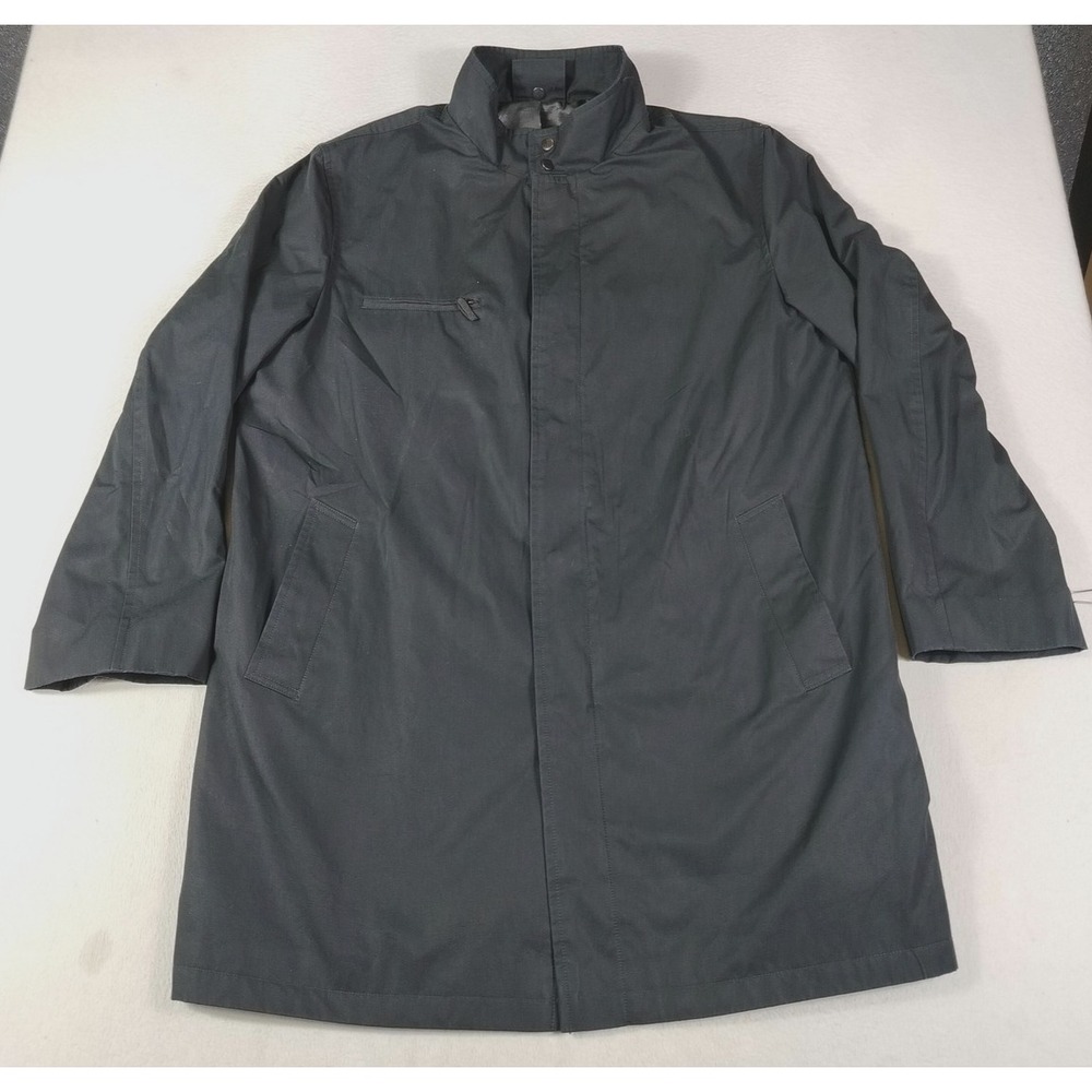 Murphy & Hartelius Coat Mens LT Black Microfiber Zip Front Lined Overcoat Work